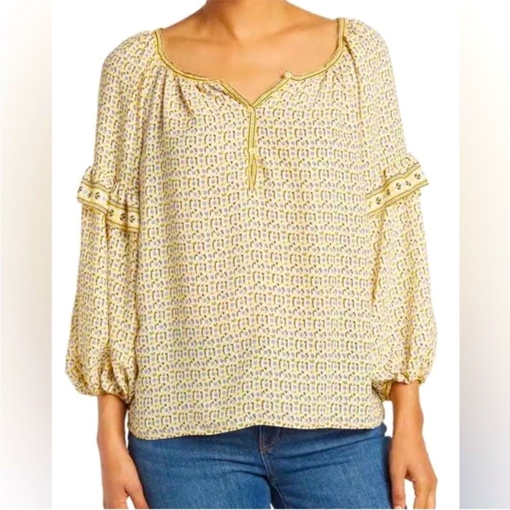 Max Studio Balloon Sleeve Floral Blouse
